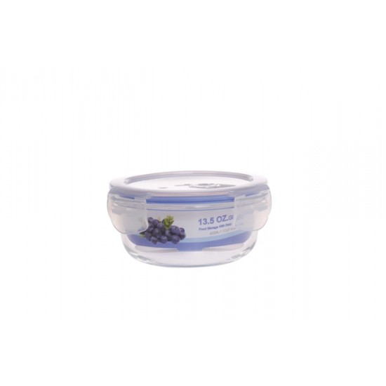 Round Glass Food Container 400 ml/ 13.5 oz/ 1.7 cup 