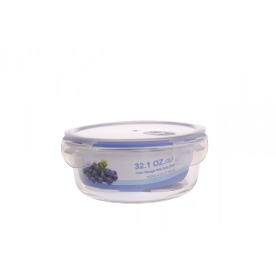 Round Glass Food Container 950 ml/ 32.1 oz/ 4.0 cup 