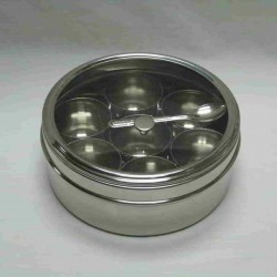 Stainless Steel Masala Dabba with Clear Lid (18cm),24/C