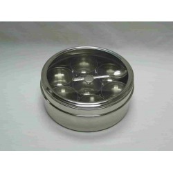 Stainless Steel Masala Dabba with Clear Lid (18cm),24/C