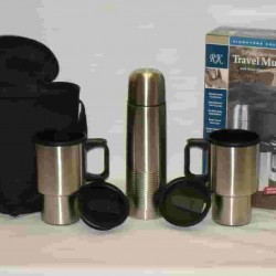 S/S 4 Pc Travel Mug Set with Carrying Case,12/C