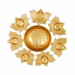 Iron Kamal Diya Set Brass Coloured 10"