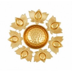 Iron Kamal Diya Set Brass Coloured 10"
