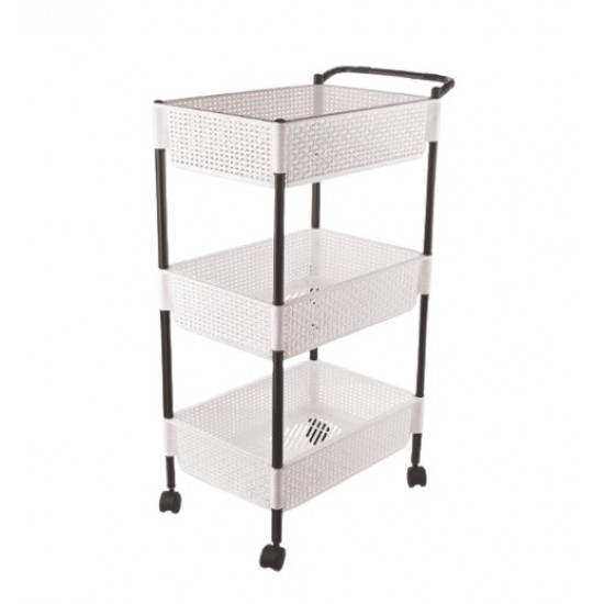 3 Tier Basket - Trolly W / Wheels, Plastic 