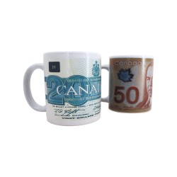 Deluxe Canada Mugs with Dollar Bills Design