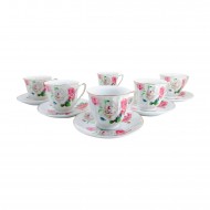 Deluxe 12 Pc. Cup and Saucer (Pink Rose),8/C