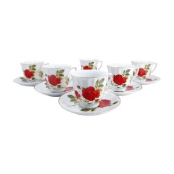 Deluxe 12 Pc. Cup and Saucer (Red Rose),8/C