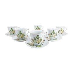 Deluxe 12 Pc. Cup and Saucer (Green Rose),8/C