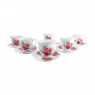 Deluxe 12 Pc. Cup and Saucer (Blue,Pink Design),8/C