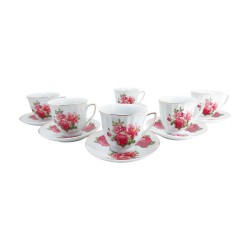 Deluxe 12 Pc. Cup and Saucer (Blue,Pink Design),8/C