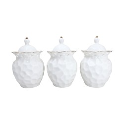 3 PCS. CANISTER SET 6" 8C White with Dimple