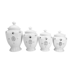 4 pc Stone Canister Set-White