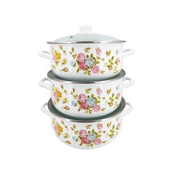 6pc Enamel Cookware Set,-(Pink) 4/C