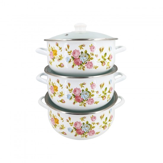 6pc Enamel Cookware Set,-(Pink) 4/C