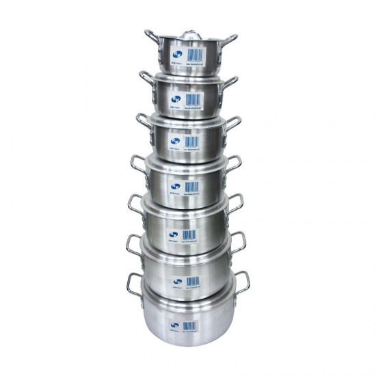 7pc Aluminum Cooking Pot Set - 14, 16, 18, 20, 22, 24, 26cm,1/C