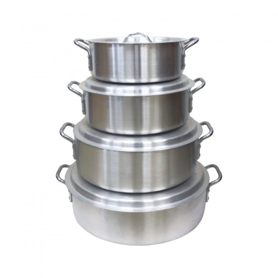 4pc Aluminum Pot with Flat Bottom - 26, 30, 36, 40cm,1/C