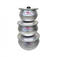 3 PCS Aluminum Round Handi Matt Finish with lid