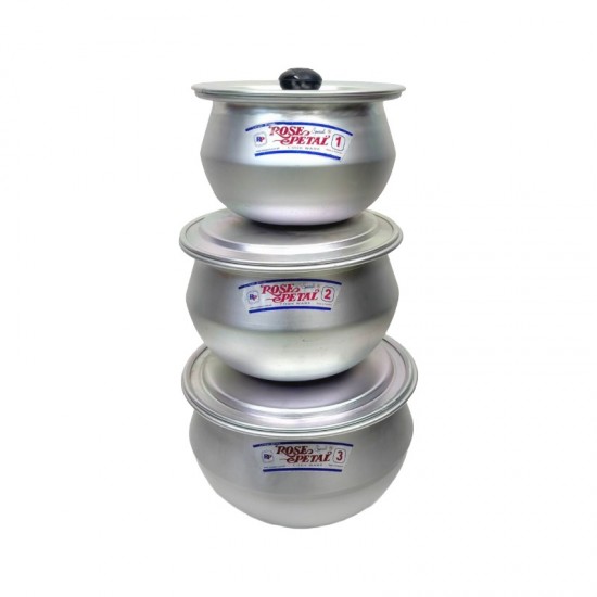 3 PCS Aluminum Round Handi Matt Finish with lid