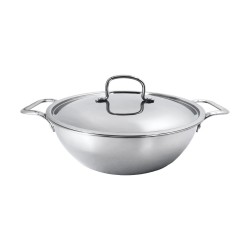 S/S WOK WITH LID 30 CM