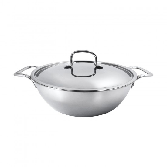 S/S WOK WITH LID 30 CM