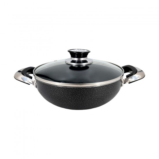 Non Stick Cooking Wok 26cm w/cover and 2 Handles,6/C 