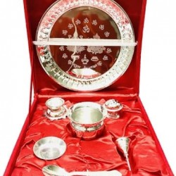 Stainless Steel POOJA SET (SILVER)