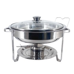 Chafing Dish (Round) w/Lid & Wire Lid Holder 4.5Ltrs.