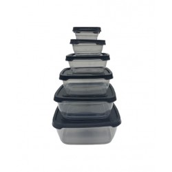 6pc. Container, Jade Plastic 150ml to 3000ml SQUARE