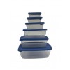 6pc. Container, Solitaire Plastic 150ml to 3000ml RECTANGULAR
