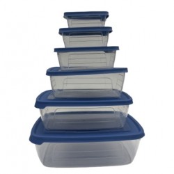 6pc. Container, Solitaire Plastic 150ml to 3000ml RECTANGULAR