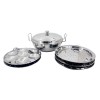 6pc.WOK w/S.S. Lid, Encapsulated, Stain.Steel 26cm 2 Idli Plates / 2 Dokla Plates / 1 Steaming plate
