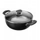 Hard Anod. Deep Kadai w/lid 22x8cm, 3.25mm, Black Pearl