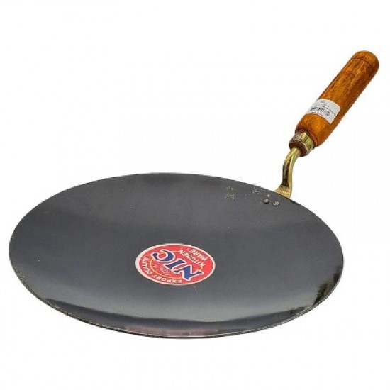 Iron Tawa w/Wooden Handle 12" - Concave NOOR Iron Tawa w/Wooden Handle 12" - Concave NOOR