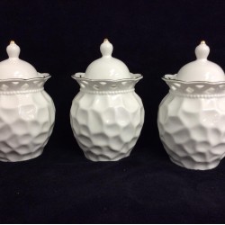 3 PCS. CANISTER SET 6" 8C White with Dimple