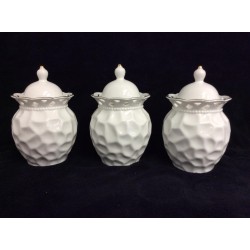3 PCS. CANISTER SET 6" 8C White with Dimple