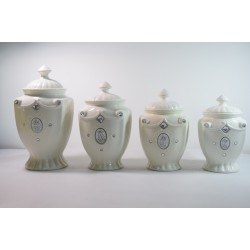 4 pc Stone Canister Set-White