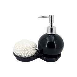 Black Soap Dispensor with plate & small sponge