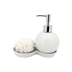 White Soap Dispensor with plate & small sponge