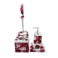 4Pc. Oil Bathroom Set With Petals (Assorted),12/C