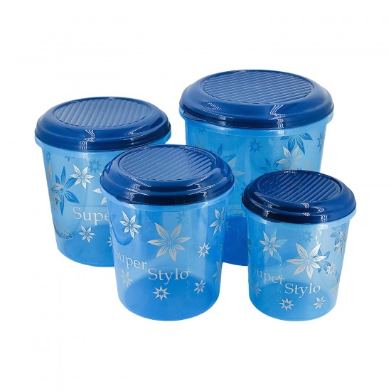 Indian 4 Pcs Plastic Storage Container Blue & Purple 3, 5,7,10L