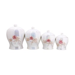 4 PC Canister Set - Rose Design