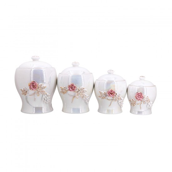 4 PC Canister Set - Rose Design