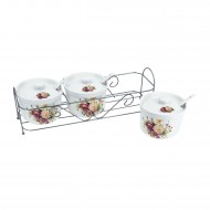 3pc Jam Jar w/ Spoon and Stand (C) Burgandy 24/C M/6