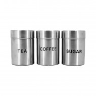 Stainless Steel 3 pcs Canister set 700ml each (Dia-9 cm x 12 cm)-  Tea Coffee Sugar-----24/C