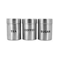 Stainless Steel 3 pcs Canister set 700ml each (Dia-9 cm x 12 cm)-  Tea Coffee Sugar-----24/C