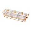 3 Pcs Glass Square Divided Serving dishes with acrylic lids on stand