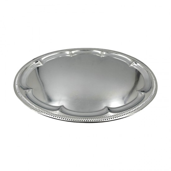 Oval Chrome Plated Tray with Design