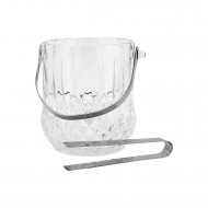 Glass Ice Bucket With Handle (Crystal Design),12/C