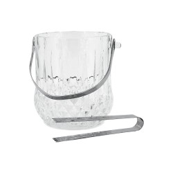 Glass Ice Bucket With Handle (Crystal Design),12/C