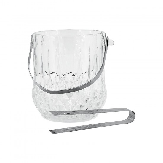 Glass Ice Bucket With Handle (Crystal Design),12/C